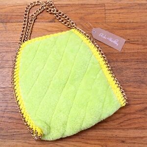 Neon yellow fuzzy mini chain bag | Y2K